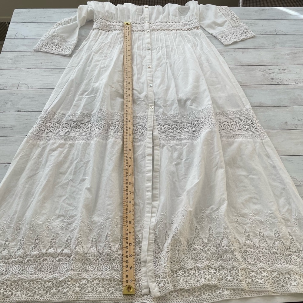 LOVESHACKFANCY Women's Beth Dress, White, L - Picture 12 of 15